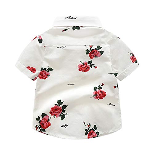 2Piece Toddler Baby Boy Gentleman Suit, Rose Print Short Sleeve T-Shirt Shorts Pants 18M-6Y,Fashion Style Outfit Set