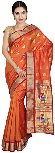 Indian Silks Women's Paithani Handloom Pure Silk Saree
