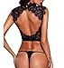 PJTOP Womens Lace Strappy Sheer Lace Bustier Corset Lingerie Vest Tops Black S
