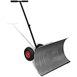 Festnight Manual Adjustable Snow Shovel with Wheels