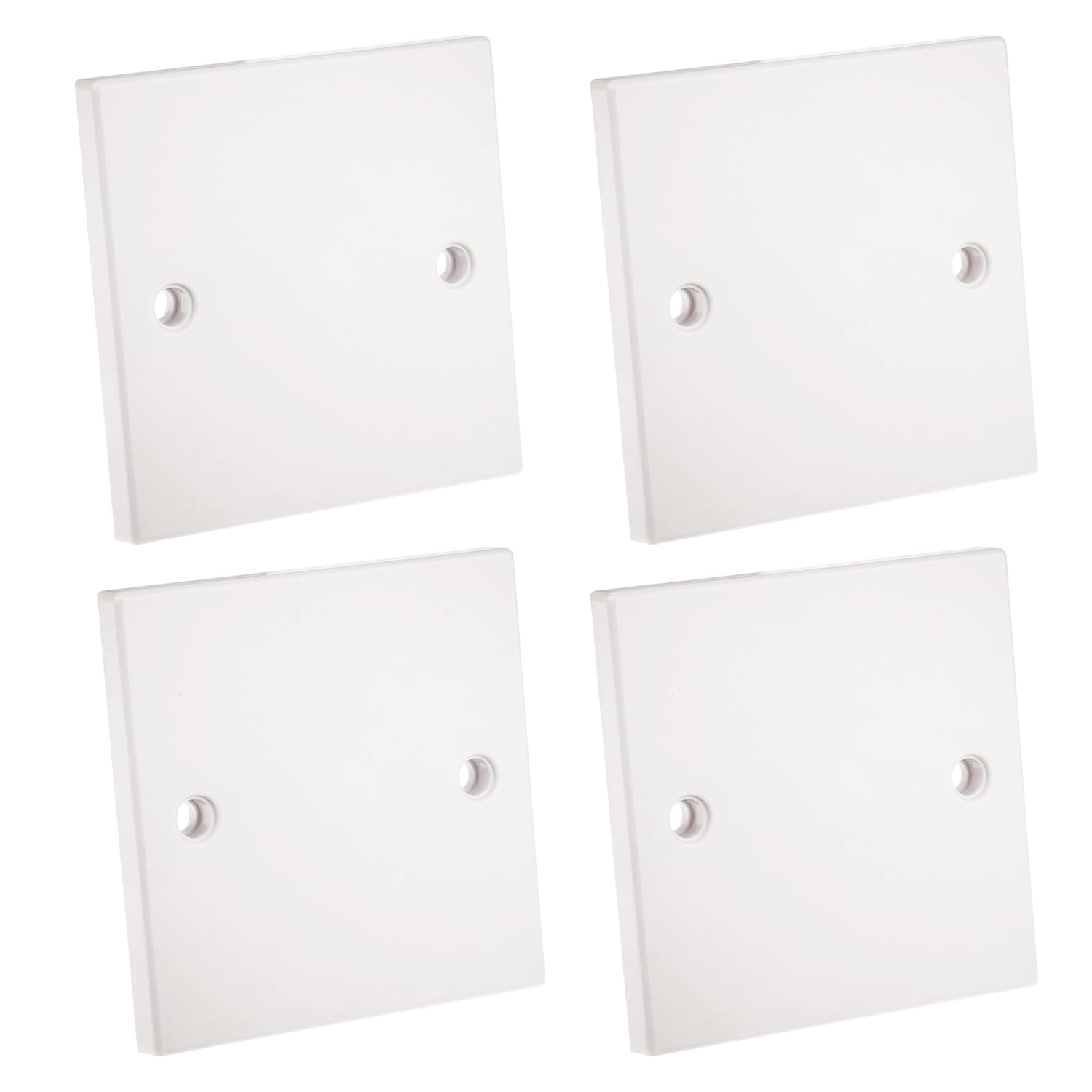 rhinocables White Single Blanking Cover Plate – Waterproof Plug & Light Switch Concealer for Unused UK Electrical Boxes | Durable Wall Plate with Screws for Safe, Tidy Wiring in Any Room (Pack of 4)