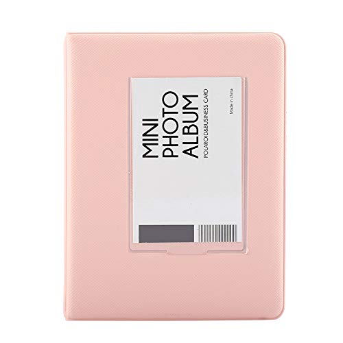 POCREATION Photo Album, 16 Pages Large Capacity 64 Pockets 3 Inch Mini Photo Album Available on Both Sides for 7s/8/25/50s/90 Artwork or Postcards Case Storage(Pink)