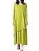 Mordenmiss Women's New Cotton Linen Long Sleeve Layered Dress Green, One Size