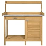Best Choice Products Outdoor Garden Potting Bench Metal Tabletop W/ Cabinet Work Station