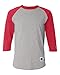Champion Men's Raglan Baseball T-Shirt, Oxford Gray/Scarlet, Large