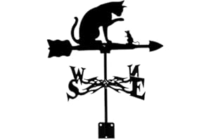 Metal Weathervane Roof Mount Weather Vane Outdoor Scene Retro Cat Weathervane for Patio Outdoor Garden Decoration (cat and mo