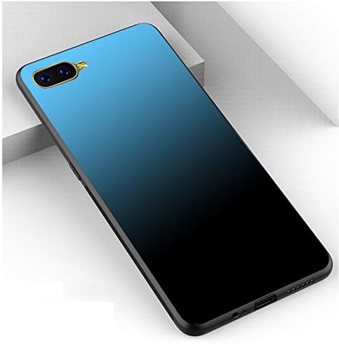 Annure Luxurious Toughened Glass Back Case with TPU Bumper Back Case Cover for Oppo K1 (Blue & Black)