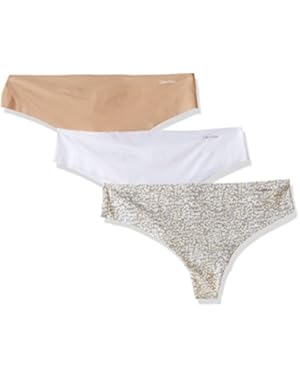 Women's 3 Pack Invisibles Thong Panty, Bare/Kinetic Shadows/White, X-Large