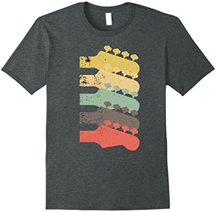 Mens Vintage Electric Bass Guitar Necks T-Shirt XL Dark Heather