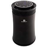 SilverOnyx Air Purifier for Home with True HEPA Filter, Air Quality Monitor, UVC Sanitizer, Cleaner for Allergies, Pets, Smokers, Mold, Pollen, Dust, Quiet Bedroom Odor Eliminator - 500 sq ft. Black