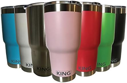 Frosty KING Coolers Vacuum Insulated Tumbler - 20oz &amp; 30 oz - Double-Walled 18/8 Stainless Steel Hydro Travel Mug with Lid - Sweat Free Coffee Cup - Powder Coated Flask