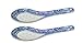 Derker White Porcelain Blue Patterned Asian Soup Spoons, Set of 8