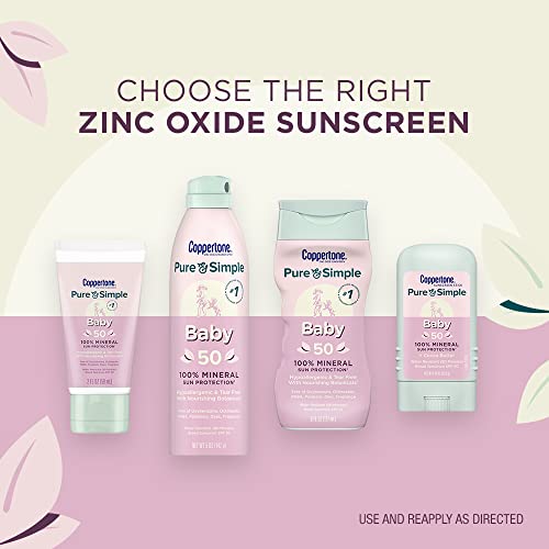 Coppertone Pure and Simple Baby Sunscreen SPF 50 Lotion, Zinc Oxide