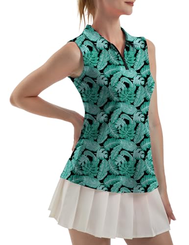 FKEEP Womens Soft Athletic-Polo-Shirts, 18 Green Leaf, Small US