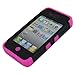 SQDeal Hybrid High Impact Hard Case with Touch Stylus Pen, Front Back Screen Protector for iPhone 4 4s (Black Pink)