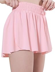 EXARUS Girls Flowy Butterfly Shorts Athletic 2 in 1
