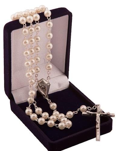 Rosary Cream Pearl Beads. Perfect Holy Communion Gift. Confirmation Gift. Baptism Gift. Catholic Beads. Our Lady Beads.