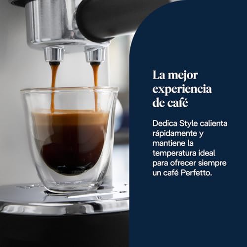 De'longhi dedica - cafeteira com bomba de aço inoxidável para café moído ou cafeteira de dose única, cafeteira expresso e cappuccino, tanque de 1,3 litros, sistema anti-gotejamento, ec685.w, branco