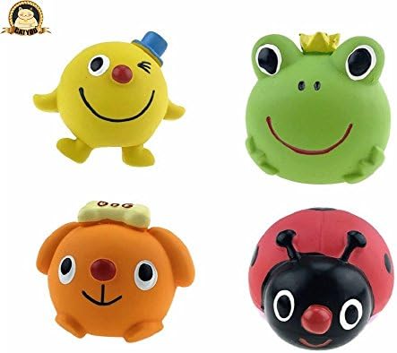 CatYou 4PCS Safe Latex Dog Squeaky Toys, 2.5-Inch Tall Soft Chew Molar Dog Ball Toys, for Puppy Small Medium Dogs