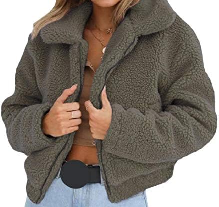 DressU Womens Short Mini Velvet Lapel Zip Solid Long Sleeve Outwear Jacket