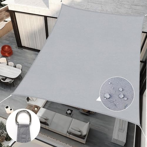 RICHIE Sun Shade Sail Angle 3x4.1m Waterproof, 98% UV Block Awnings for Patios with Free Rope, Sunscreen Awning Canopy, Rectangular Garden Shelter for Outdoor Garden Patio Yard Lawn,Light grey