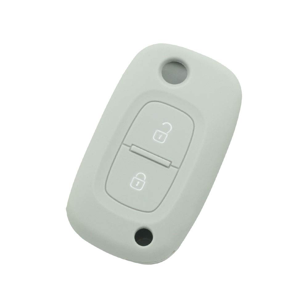BROVACS Silicone Cover Protector Case Holder Skin Jacket Compatible with RENAULT 2 Button Flip Remote Key Fob CV9352 Grey
