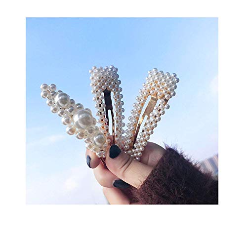 image for CELLOT 20PCS Acrylic Hair Pins Rhinestones Pearls Mix Gold Duckbill Cl