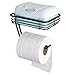 mDesign Metal Wall Mount Toilet Tissue Paper Roll Holder and Dispenser with Storage Shelf for Bathroom Storage - Wall Mount, Holds and Dispenses One Roll - 2 Pack - Matte Black
