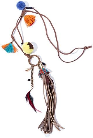 XAvoe Black White Tassel Pendant Necklaces for Women Fashion Simple Chain Knot Bond Charm Stone Long Necklace Jewelry (Tassel)