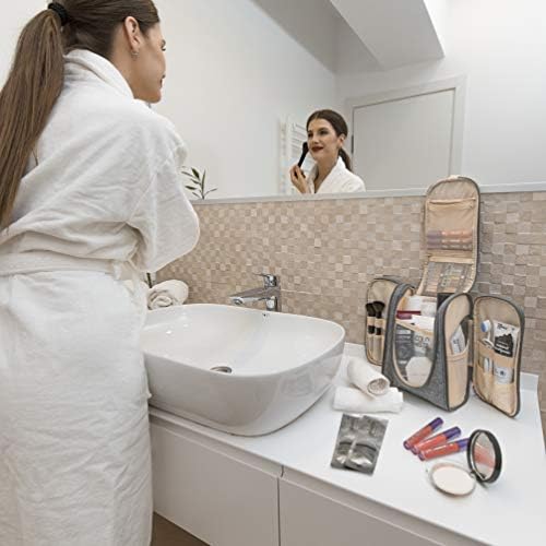 Premium Hanging Travel Toiletry Bag for Women and Men, Hygiene Bag, Bathroom and Shower Organizer Kit with Elastic Band Holders for Toiletries, Cosmetics, Makeup, Brushes 6 Premium Hanging Travel Toiletry Bag for Women and Men, Hygiene Bag, Bathroom and Shower Organizer Kit with Elastic Band Holders for Toiletries, Cosmetics, Makeup, Brushes