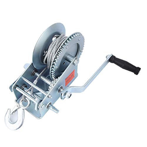 Qiilu 3500lbs Dual Gear Hand Winch Hand Crank Manual Boat ATV RV Trailer, Ideal for Boat Haulage or Trailer mounting Conveniently Hand Winch Boat Trailer Winch - Image 5