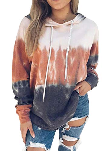 FIYOTE Women Casual Hoodies Tops Long Sleeve Lightweight Drawstring Sweatshirt Blouses with Pocket XX-Large Size Red