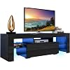 AUTSCA TV Stand for 55 inch TVs, Entertainment Center with LED Lights Blue Colored, Living Room Console Table with…