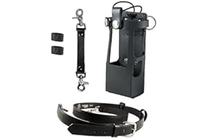 Boston Leather Bundle Three Items- Anti-Sway Strap for Radio Strap, Firefighter's Radio Strap/Belt, Firefighter's Radio Holder (for Motorola APX 6000XE/8000) (Black)