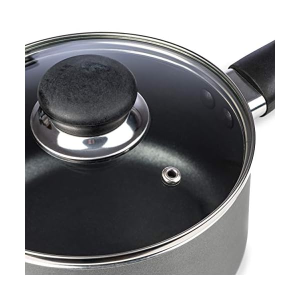 Premier-Cookware-Essentials-Grey-Saucepan-Set-3-Piece-Guaranteed-Non-Stick-Aluminium-Saucepans-with-Glass-Lids-Set-Induction-Suitable-16cm-18cm-20cm Premier Cookware Essentials Grey Saucepan Set - 3 Piece Guaranteed Non-Stick Aluminium Saucepans with Glass Lids Set - Induction Suitable - 16cm 18cm 20cm