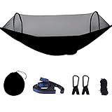 Upgraded 2 in 1 Pop-Up Camping Hammock with Mosquito Net Lightweight Portable Enclosed Zip up Survival Sleeping Hamick Tent with Tree Straps for Outdoor Hiking Travel