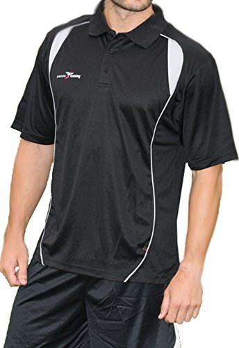 Neu Precision Training Ultimativ Flach Gestrickt Multisport Polohemd Mehrfarbig - Schwarz/Silbern, 117-122cm Brust