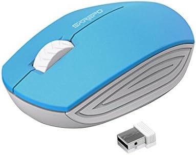 SAREPO Commander 2.4 GHz Wireless Mouse Cordless Optical Mice with Nano Receiver, 1200 DPI -Stark Colors and Minimalist (Blue+White)