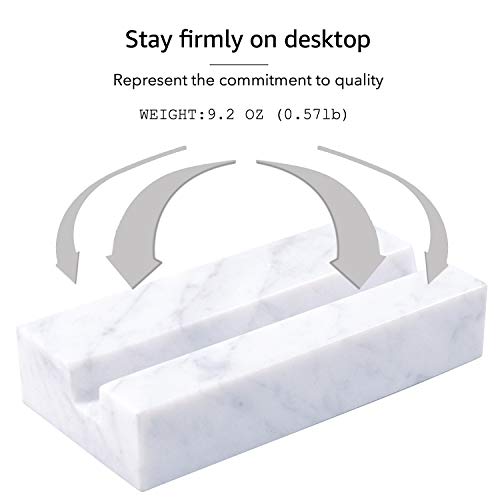 JIMEI Business Card Holder for Desk Marble Business Card Display Holders Desktop Business Cards Holder Stand Desk Card Display Holder for Home and Office (White) - Thumbnail 3
