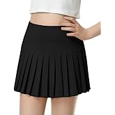 QooNoo Girls Pleated Tennis Skirts with Shorts Athletic Skirt with Side Pocket High Waist Active Skort for Girl Youth Kids