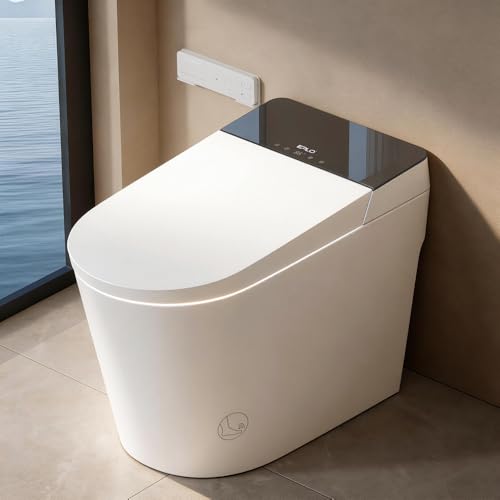 EPLO Luxury Smart Toilet Bidet with 1000g MaP Powerful Flush, Foam Shiled,Auto Open Close,Men's Urinal Auto Flush,Moving Dryer,ADA Comfort Height,Glass Panel Modern Elongated Toilet with Tank G20MAX