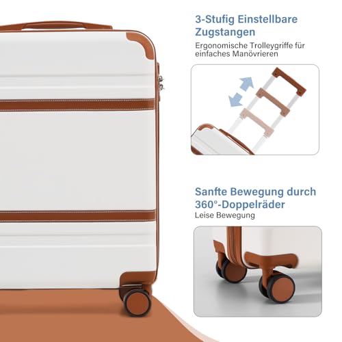 COOLIFE Cabin Suitcase 55x35x20cm for Ryanair Airplane Hand Luggage Cabin Luggage Hard Case with TSA Lock and 4 Twin Wheels, black / brown, Cabin Suitcase Hand Luggage Trolley Suitcase