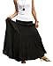 Women's Plus Size Long Maxi Pleated Skirt with Elastic Waist One Size Fits Most. Black