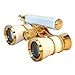 HQRP Opera Glasses White-Pearl with Gold Trim w/Built-in Extendable Handle w/Crystal Clear Optics (CCO) in HQRP Gift Box