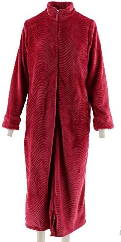 Stan Herman Tall Silky Plush Trimmed Wave Long Zip Robe A294386