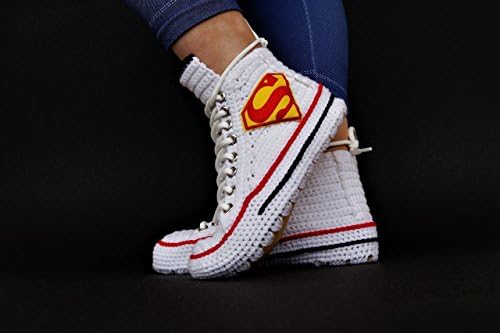 Converse High Top Sneaker Collection, Knitting Crochet Converse Supermen Slippers, Supermen Womens/Mens Shoes, Cosplay Superman Shoes