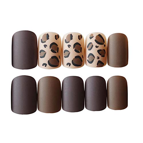 YONAIL 24pcs/set Square False Nails Matte Leopard Fake Nails for Women and Girls Acrylic Press On Finger Nails Art Artificial Nails Glue On Nails