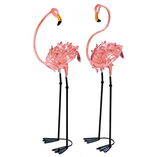 Garden Decor Statues, Metal Pink Flamingo Yard Decorations Statues (1 Pair)