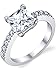 Bonndorf 1.25 Carat Princess Cut Cubic Zirconia CZ Sterling Silver 925 Engagement, Wedding Ring Sizes 5 to 8
