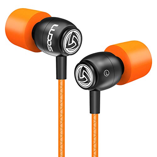 LUDOS Clamor Wired Earbuds in Ear Headphones Earphones with Microphone and Volume Control, New Generation Memory Foam, Bass, Reinforced Cable Compatible with iPhone, Apple, Samsung, Sony, Huawei